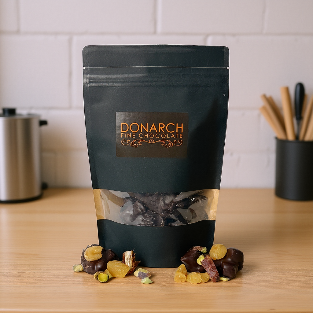 Ginger, Date & Pistachio Clusters - Dark Choc